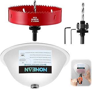 6 Inch Bi Metal Hole Saw with Drill Dust Bowl, Hole Cutter Kit for Wood Metal Drywall and Plastic, Includes Arbor, Pilot Bit, Replacement Bit and Hex Key, Clean, Precise, Dust Free Drilling
