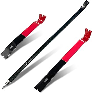 Relaxdays Crowbar 3-Piece Set, Crowbar with Pry Pin and 2 Flat Nail Lifters, for Removing Strips, Steel, Black
