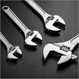 Adjustable wrench, Set Crafted from Steel, Polished Heads, Chrome Plated CRV Material, Wide Opening Jaws(8 Inch)