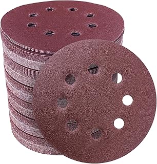 120 Pcs Sanding Discs Set - 5 Inch 8 Hole Sandpaper, Hook and Loop Sanding Discs Sandpaper 6 Grades Include 40, 60, 80, 120, 150, 240 Mixed Grits, Red Round Sand Paper for Random Orbital Sander