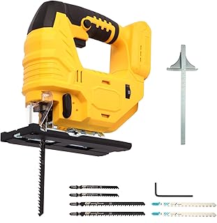 Cordless Jig Saw Compatible with Dewalt 20V Max Battery(NO Battery), Brushless Jigsaw with 6pcs Blades, 0°- 45° Bevel Cuts, 3 Orbital Settings for Straight/Curve/Bevel/Circle Cutting