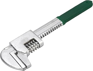 Walfront 90 Offset Repair Wrench 11 Inch Slim Head Cr V Steel Ni Chrome Finish Versatile Adjustable Wrench for Machinery Home Repairs Jaw Capacity Up to 2.87in (Green)