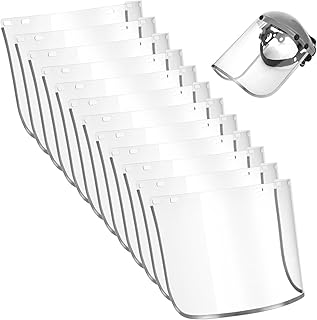 12 Pcs Clear Face Shield Replacement, 15.5 x 7.9 in Safety Face Shield Visors, Splash & Impact-Proof, Full Face Coverage for Grinding, Cutting, Weed Eating