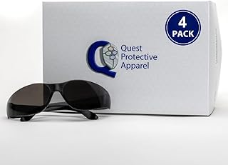 Quest Protective Apparel Safety Glasses for Men and Women - Anti Fog Safety Goggles for Shooting, Lab, or Construction – Polycarbonate Eye Protection [Smoke & Pack of 4]