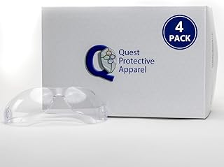 Quest Protective Apparel Safety Glasses for Men and Women - Anti Fog Safety Goggles for Shooting, Lab, or Construction – Polycarbonate Eye Protection [Clear & Pack of 4]
