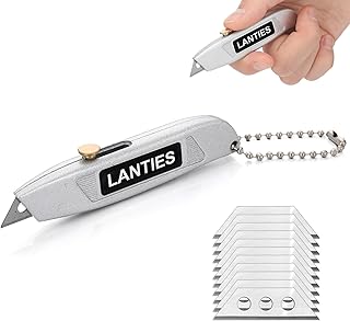 10 Pcs Mini Retractable Utility Knife with 20 Pcs Carbon Steel Blades Set Three-position Retractable Box Cutter on Keychain Small Pocket Knives for Cardboard Carpet Drywall