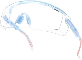 UKNOW Safety Glasses Over Eyeglasses, Anti Fog Safety Goggles ANSI Z87.1, Adjustable Protective Eyewear