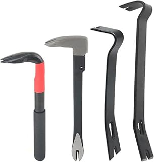 4PCS Nail Puller Pry Bar Set, Multi Flat Crowbar For Home Decor And Woodworking,Hardened 45 Manganese Steel,9/9/10/15 Inch