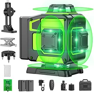 16 Line Laser Level 360 Self Leveling with tripod, 4x360°Professional 4D Green Cross Line laser Level with 2 Batteries & Remote Control, for Tiling Floor Construction and Picture Hanging