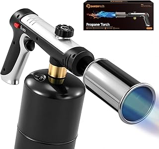 Propane Torch,3272°F Flame Thrower Gun with Adjustable Flame & Safety Lock, Powerful Grill & Cooking Blow Torch for Searing Steak, Sous Vide, BBQ And DIY (Tank Not Included)