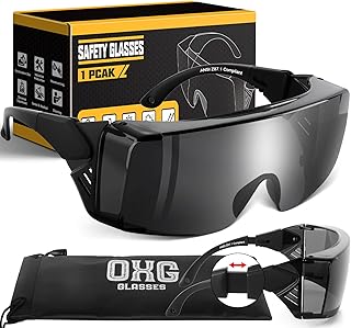 OXG Anti Fog Safety Glasses, ANSI Z87.1 Anti Scratch Protective Eyewear UV400 Protection, Side Shield, Adjustable Temple