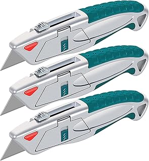 Heavy-duty Zinc Alloy Utility Knife，2-in-1 Retractable Work Knife ，Dual Safety System, 3-Position Blade Lock, Includes 5 Blades(*3)
