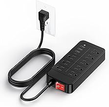 Surge Protector Power Strip, 6 Ft Extension Cord with Multiple Outlets & 4 USB Ports (1 USB C PD20W), Multi Plug Extension Outlet Perfer for Home Office Workspace Bedroom, 3600 Joules, Black