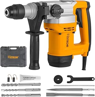 Hoteche 1-1/8-Inch 1050W SDS-Plus Rotary Hammer Drill - 3 Funtions Heavy Duty Demolition Hammer for Concrete Drilling with Drill Bit, Chisel and Carrying Case