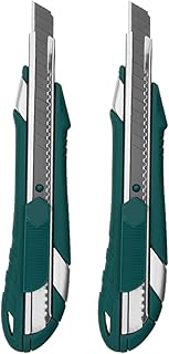 Utility Knife Retractable Self Loading, Heavy Duty Box Cutter, 9mm-Wide Blade Knife,with Rubber Handle(*2)