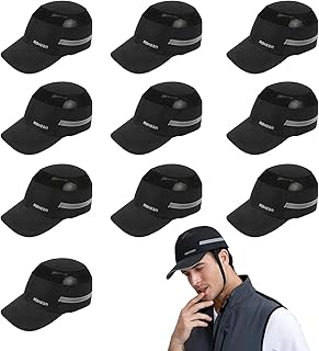Lightweight Safety Bump Cap - Breathable Baseball Style Protective Hat with Reflective Stripes