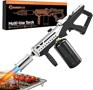 Propane Torch, 3272°F High Power Torch Gun with Adjustable Flame & Safety Lock, Heavy Duty Blow Torch for BBQ, Sous Vide, Steak Searing, Campfire & Charcoal Starter (Tank Not Included)
