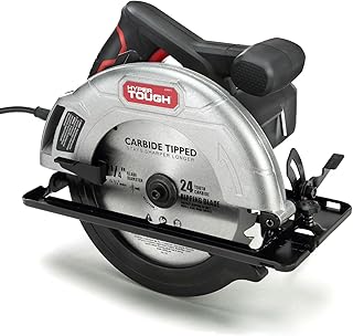 Hyper Tough 12 Amp Corded Circular Saw with 7-1/4 inch Steel Shoe and Adjustable Bevel