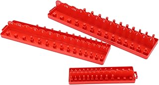 Qiilu Socket Organizer Holder Set for Car Repair Toolbox - 3-Piece Socket Storage Trays with Measurement Marks for SAE & - Durable ABS Construction