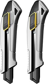 Heavy-duty Aluminum Alloy Utility Knife, 18mm Widened Blade Box Cutter, Self-locking Safety Push Button，Quick Blade Replacement(*2)