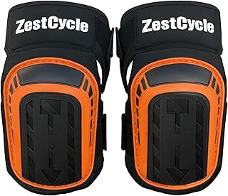 Professional Knee Pads for Work, Heavy Duty Comfortable Foam Gel Knee Pads with Strong Stretchable Straps for Construction, Flooring, Gardening and Cleaning (Orange)