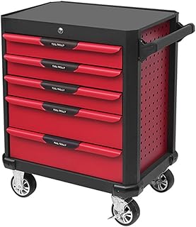 5-Drawer Tool Chest, Heavy Duty Rolling Storage Box with Lock and Wheels for Mechanics Garage