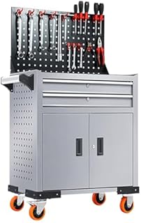 Heavy Duty 2-Drawer Garage Tool Chest, 480lbs Load Capacity Rolling Tool Cabinet, Lockable Mechanic Tool Box, Cold-Rolled Steel Cart, Gray - Perfect for Professionals & DIYers