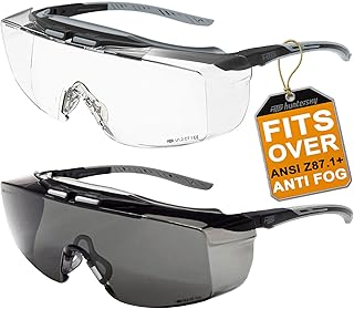 ANSI Z87.1+ Anti Fog Lab Safety Glasses Fit Over Eyeglasses Up to 1.88 inch 100% UV Protective OTG Goggles