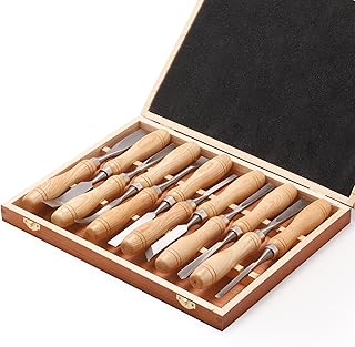 HiSnug Wood Carving Chisel Set - 12pcs Carving Tools Kit with Wooden Case Box, Sharp Alloy Steel Blades Woodworking Knives for Beginners and Professionals