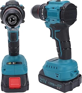 Fafeicy 20V Cordless Drill Driver Brushless Motor Drill 3/8 Inch Keyless Chuck 55N.m Torque 2 Speed Modes 25+1 Clutch with 2 Batteries and LED Light for Home Professional Projects (US Plug)