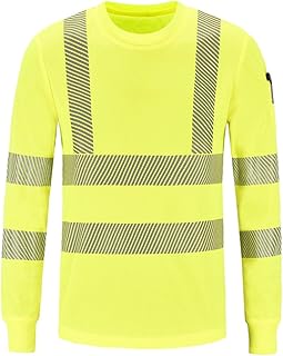 High Visibility Reflective Polo T-Shirt, Long Sleeve Quick-Dry Safety Top for Construction Work, Workwear Vest Shirt Protective Workwear(Yellow,6X-Large)