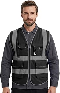 TOPTIE 8 Pockets High Visibility Safety Vest ANSI ISEA Class 2 Reflective Vest