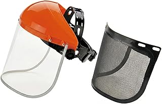 2-in-1 Yard Work Face Shield for Chainsaw & Trimming, Clear Anti-Fog Visor & Mesh Screen, Adjustable Headgear for Gardening, Woodworking & DIY Tasks