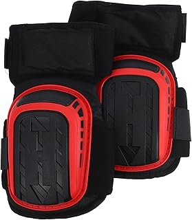 Alipis Heavy Duty Gel Knee Pads with Strong Double Straps, Non-slip Wear-resistant Protective Work Knee Guards for Construction, Flooring, Gardening, Men and Women, Extended Red Design