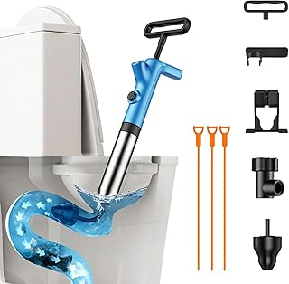 Inflatable toilet plunger stainless steel high-pressure water gun for plumbing. Easy to operate. Suitable for unclogging drains in bathrooms, kitchens, shower rooms, etc