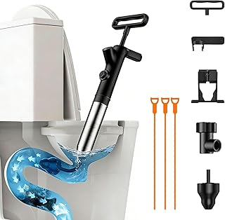 Inflatable toilet plunger stainless steel high-pressure water gun for plumbing. Easy to operate. Suitable for unclogging drains in bathrooms, kitchens, shower rooms, etc