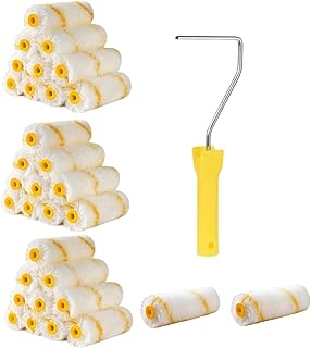 33 Pieces Paint Roller Covers and Frame Set, Lightweight House Painting Kit with 4-Inch Painter Rollers and Reusable