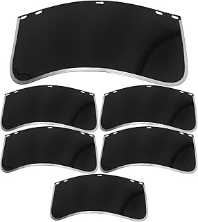 6pcs Welding Face Mask Replacement Lens with 1.0mm Aluminum Edged Black Visor, Anti-fog Protective Shield for Grinding, Cutting, and Woodworking Safety, Compatible Industrial