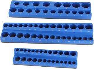 Magnetic Socket Organizer Set, 3PCS 1 / 4in 3 / 8in 1 / 2in Drive Storage Tray, Portable Tool Holder - Powerful Magnetic Base, Scratch - Rubber Surface, Ideal for Mechanics