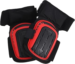 Heavy Duty Non-slip Knee Pads with Extended Red Cushion, Wear-resistant Gel Protection for Construction Workers and Flooring Installers, Adjustable Straps Ergonomic Work Kneepads