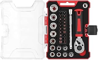 Car Repair Tool Set, 35 Pc Ratchet Wrench Set Sockets and Compact Storage Case Universal Tool for Bycycle Household