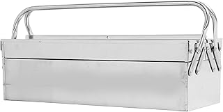 Jeffergarden Cantilever Tool Box Metal with Expandable 3 Tray Storage Organizer Stainless Steel Folding Portable Tools Organizers for Home Improvement