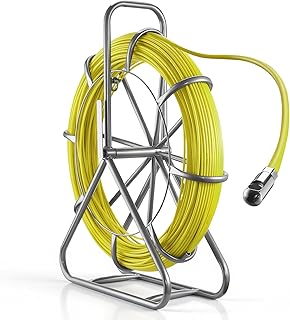 VEVOR Fish Tape Fiberglass, Duct Rodder Fishtape Wire Puller with Stand, 1/4-Inch Cable Running Rod, Marked Every 5 Feet, Fishing Tools for Walls and Electrical Conduit, Non-Conductive