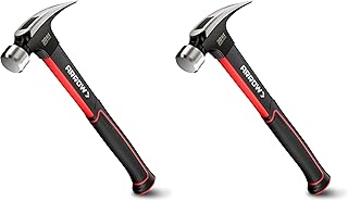 ARROW 20oz Straight Claw Hammer with Magnetic Nail Holder, Smooth Face and Forged Steel Head, Shock-Absorbing Fiberglass Handle, for Carpentry and General Purpose (Pack of 2)