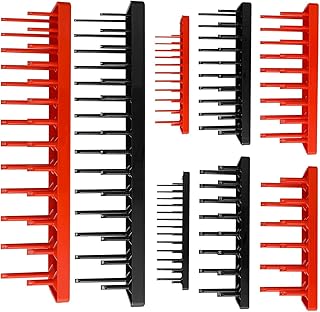 8Piece Metric Socket Organizers Tray Set Sleeve Holder for Toolboxes, 1/4", 3/8" & 1/2" Drives Size Socket Organizers Tray