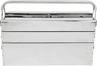 Gatuida Folding Stainless Steel Tool Box Cantilever Storage Case Portable Household Tools Suitcase with Three Layers for Home Repair and Workshop Use