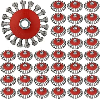 Rocaris 36 Pack 4 Inch Wire Wheels for Angle Grinder, Wire Wheel Brush for 4 1/2 Angle Grinder, Twist Knotted Carbon Steel Wire Wheel with 5/8" Thread Arbor for Removing Rust
