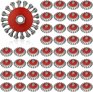 Rocaris 45 Pack 4 Inch Wire Wheels for Angle Grinder, Wire Wheel Brush for 4 1/2 Angle Grinder, Twist Knotted Carbon Steel Wire Wheel with 5/8" Thread Arbor for Removing Rust