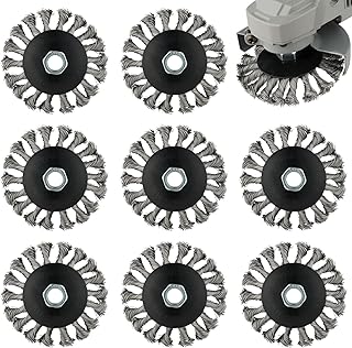Rocaris 8 Pack 4 Inch Wire Wheels for Angle Grinder, Twist Knotted Wire Wheel Brush for 4 1/2 Angle Grinder with 5/8 Inch-11 Threaded Arbor, for Removing Rust
