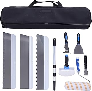 Fafeicy 10 Piece Wall Scraper Tool Set, Multi Scraper Paint Removal Kit with 3 Section Aluminum Alloy for Drywall Surface Prep Floor Construction and Cleaning